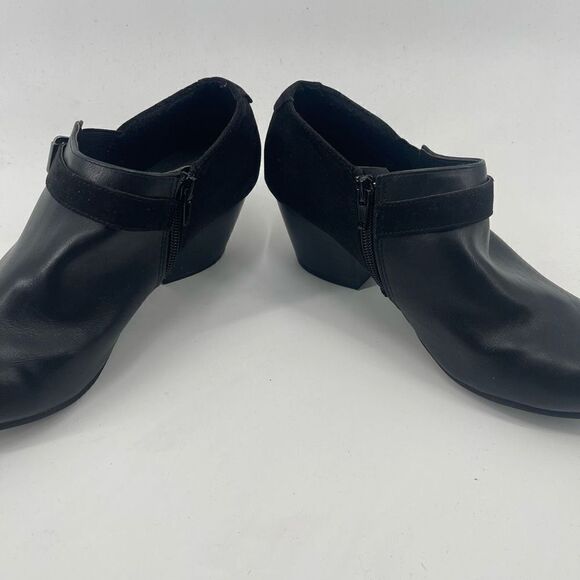 American Eagle Womens Ankle Boots 2.5" Block Heels Zipper Buckle Suede Black 9M - Picture 7 of 10
